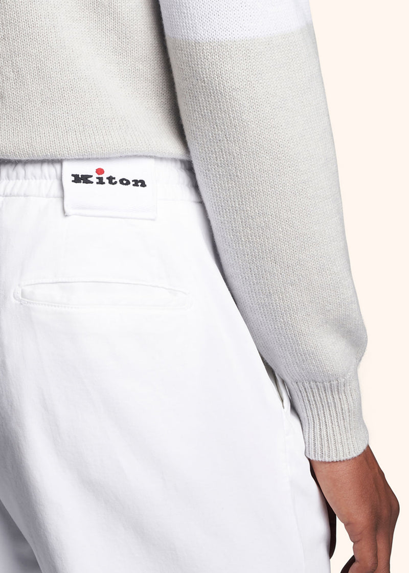 Kiton white trousers for man, in lyocell 4