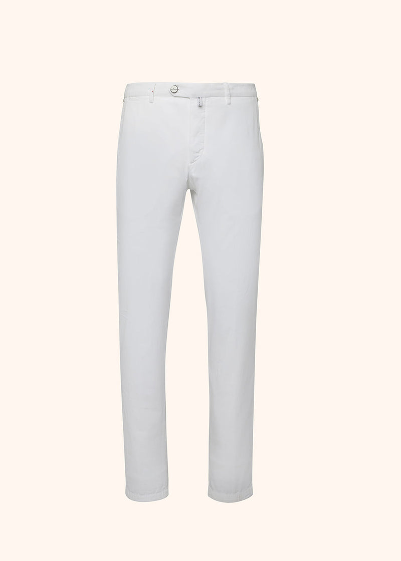 Kiton optical white trousers for man, in cotton