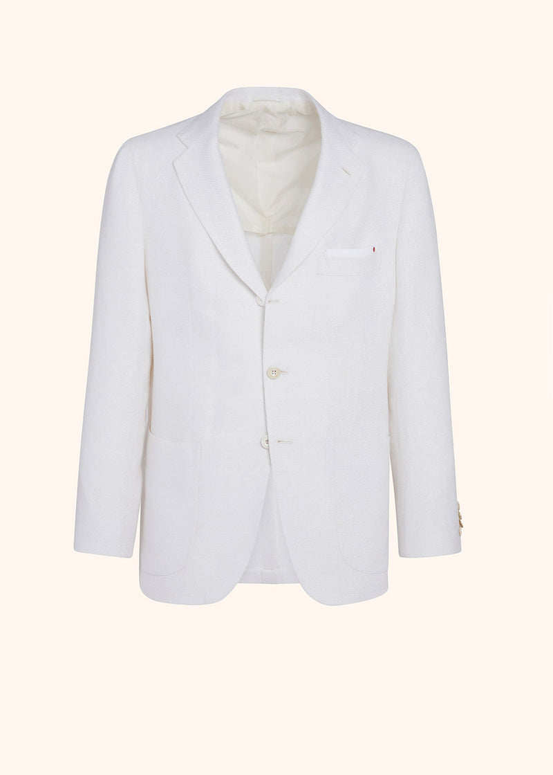 Kiton white jacket for man, in linen