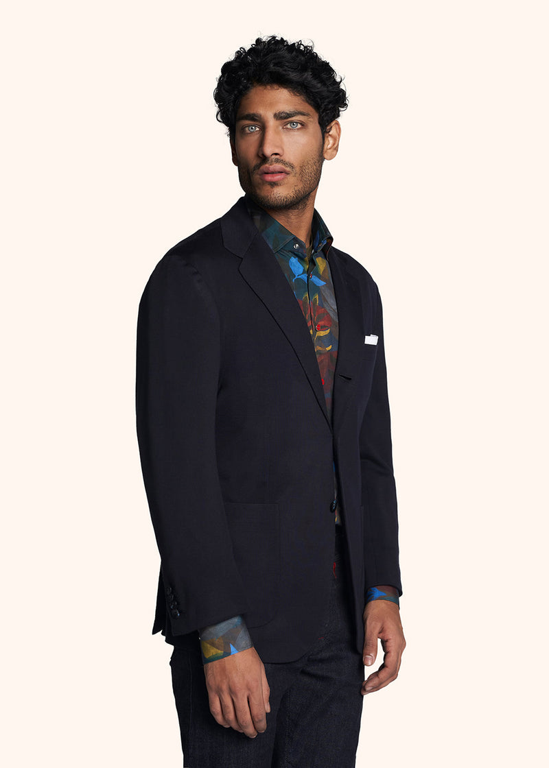 Kiton blue jacket for man, in virgin wool 2