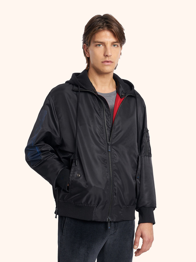 KNT black blouson, in polyamide/nylon 2