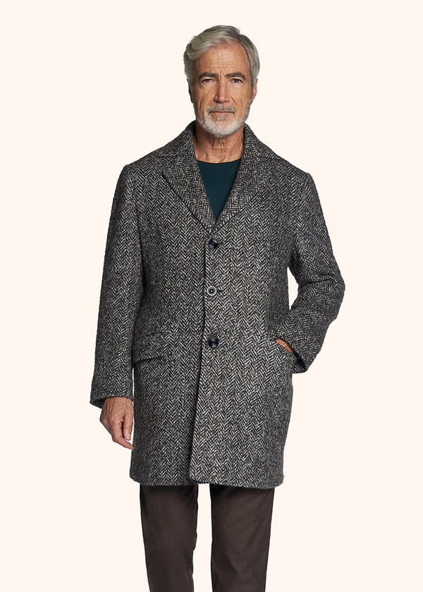 Kiton medium grey outdoor jacket for man, in virgin wool 2