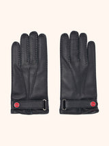 Kiton black gloves for man, in deerskin