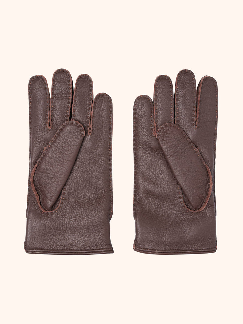 Kiton tan gloves for man, in deerskin 2