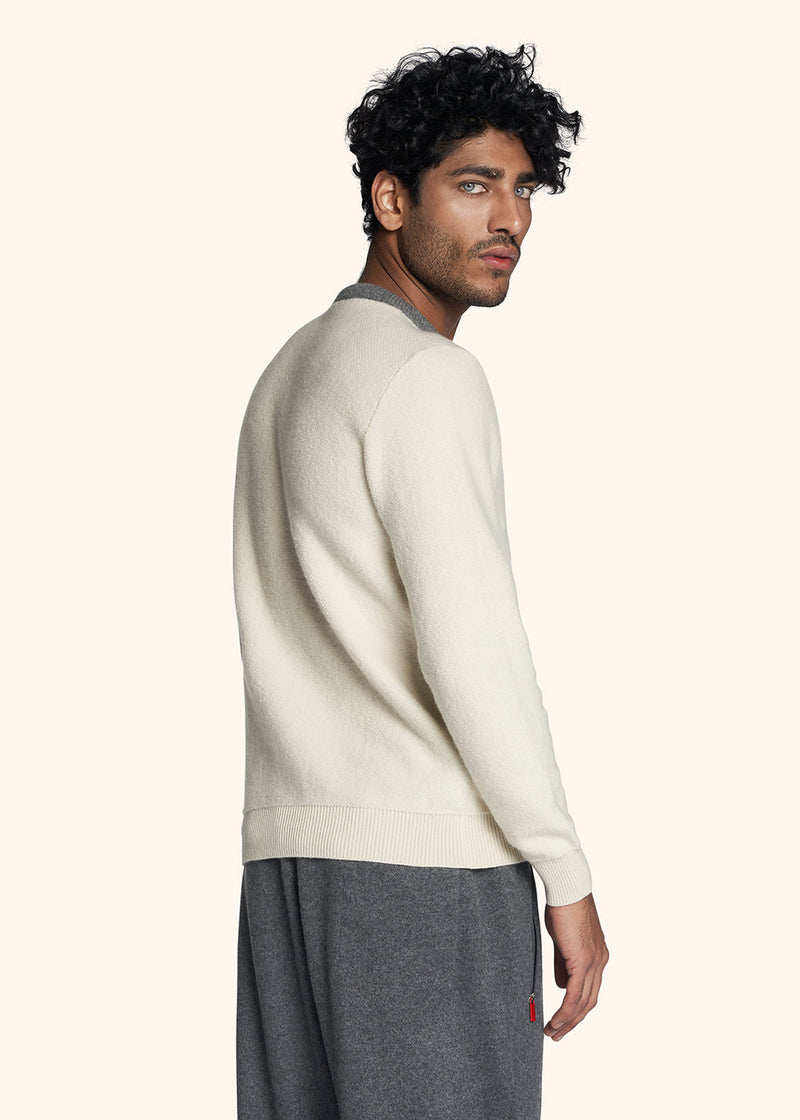 Kiton beige jersey roundneck for man, in cashmere 3