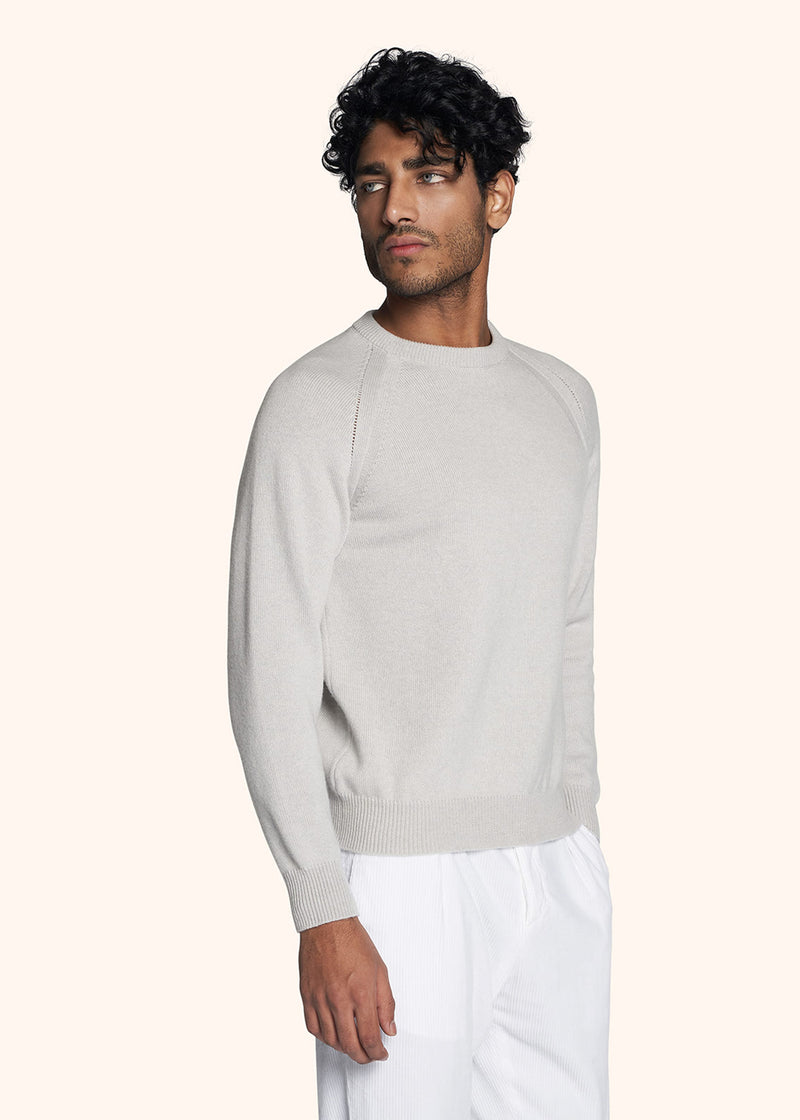 Kiton light grey jersey roundneck for man, in cashmere 2