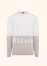 Kiton beige/white jersey roundneck for man, in cashmere