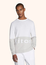 Kiton beige/white jersey roundneck for man, in cashmere 2