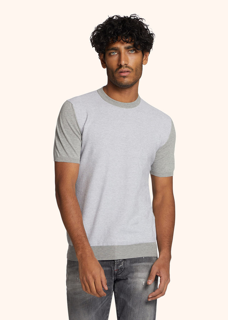 Kiton light grey jersey round neck for man, in cotton 2