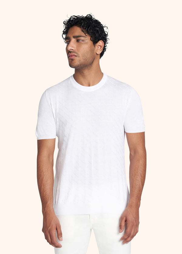 Kiton white jersey round neck for man, in cotton 2