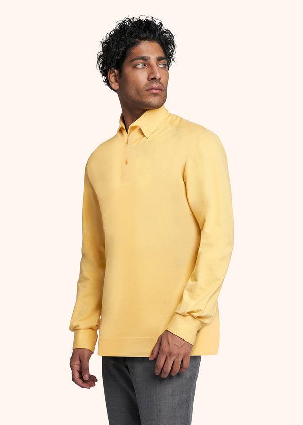 Kiton yellow poloshirt ls for man, in cotton 2