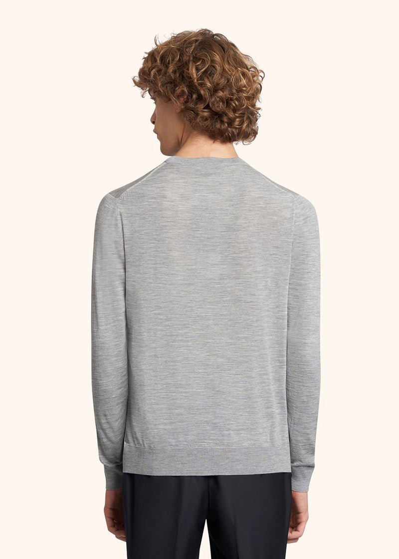 Kiton light grey jersey roundneck for man, in wool 2