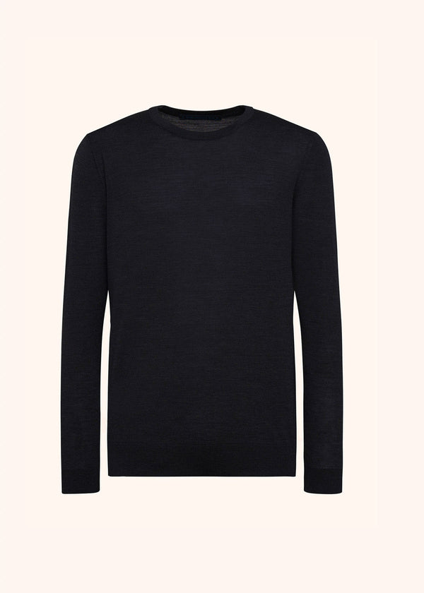 Kiton anthracite jersey roundneck for man, in wool