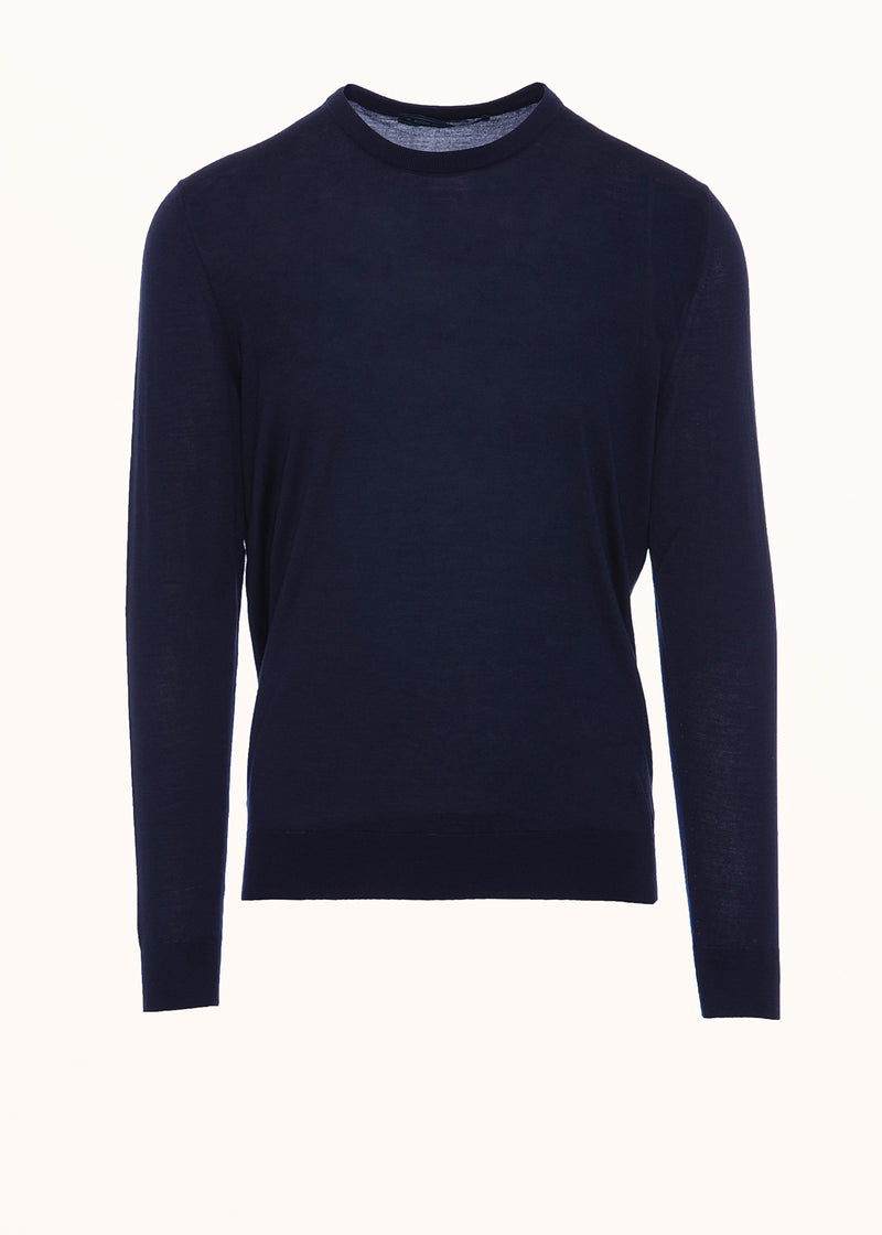Kiton navy blue jersey for man, in wool