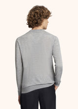 Kiton light grey jersey v-neck for man, in wool 3