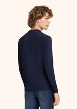 Kiton navy blue jersey v-neck for man, in wool 3