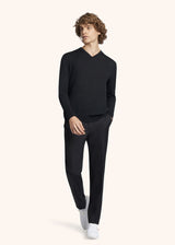 Kiton black jersey v-neck for man, in wool 5