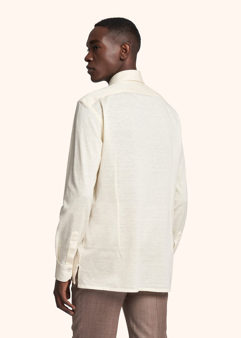 Kiton cream white nerano - shirt for man, in linen 3