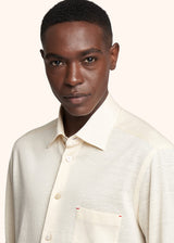 Kiton cream white nerano - shirt for man, in linen 4