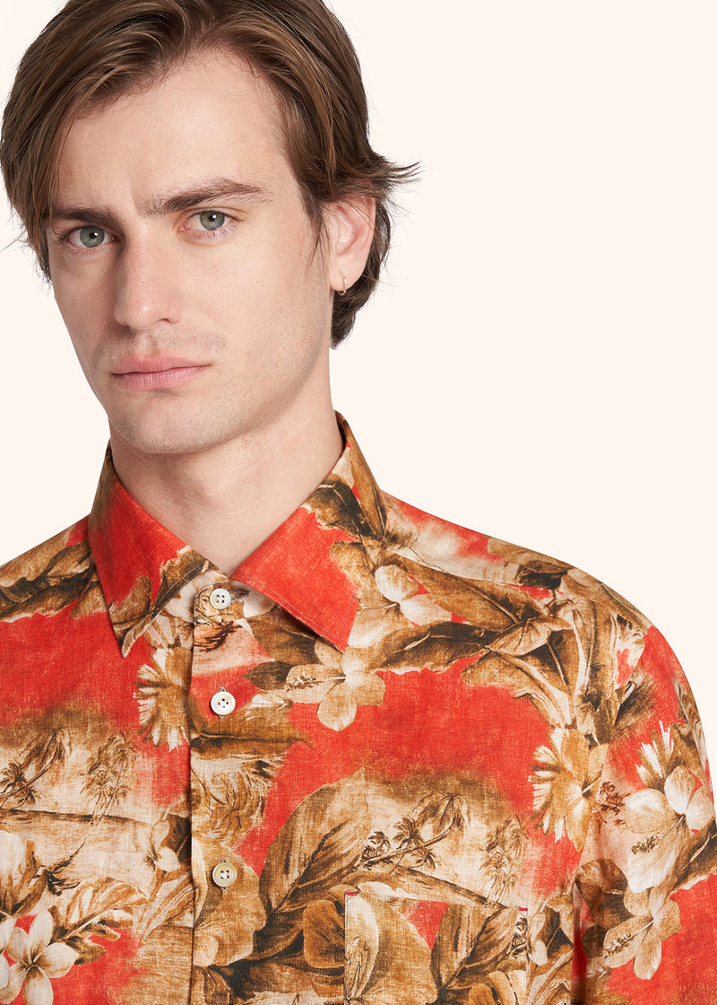 Kiton red nerano - shirt for man, in linen 4