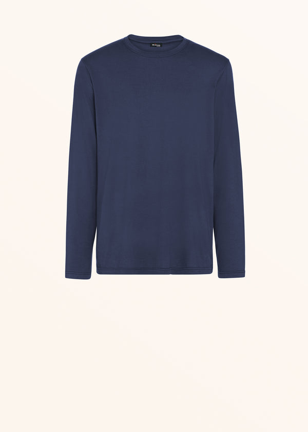Kiton blue t-shirt l/s for man, in cotton