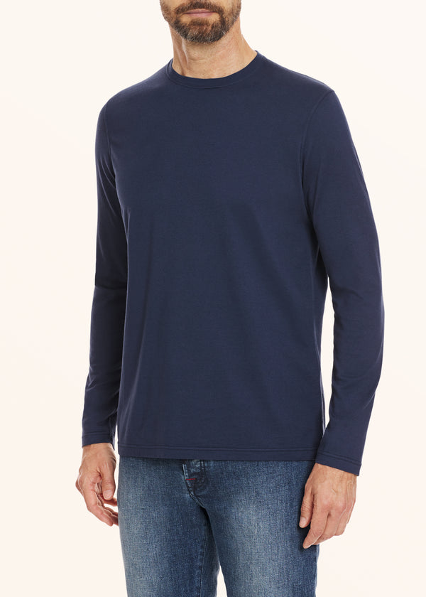 Kiton blue t-shirt l/s for man, in cotton 2