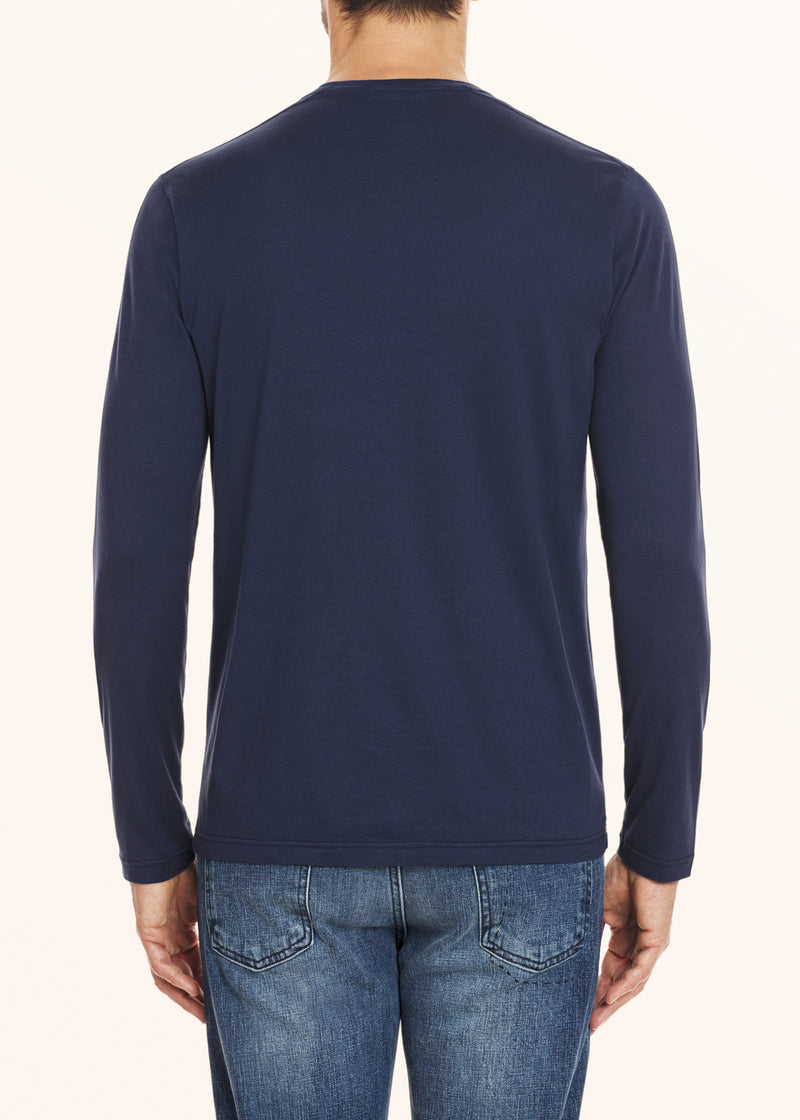 Kiton blue t-shirt l/s for man, in cotton 3