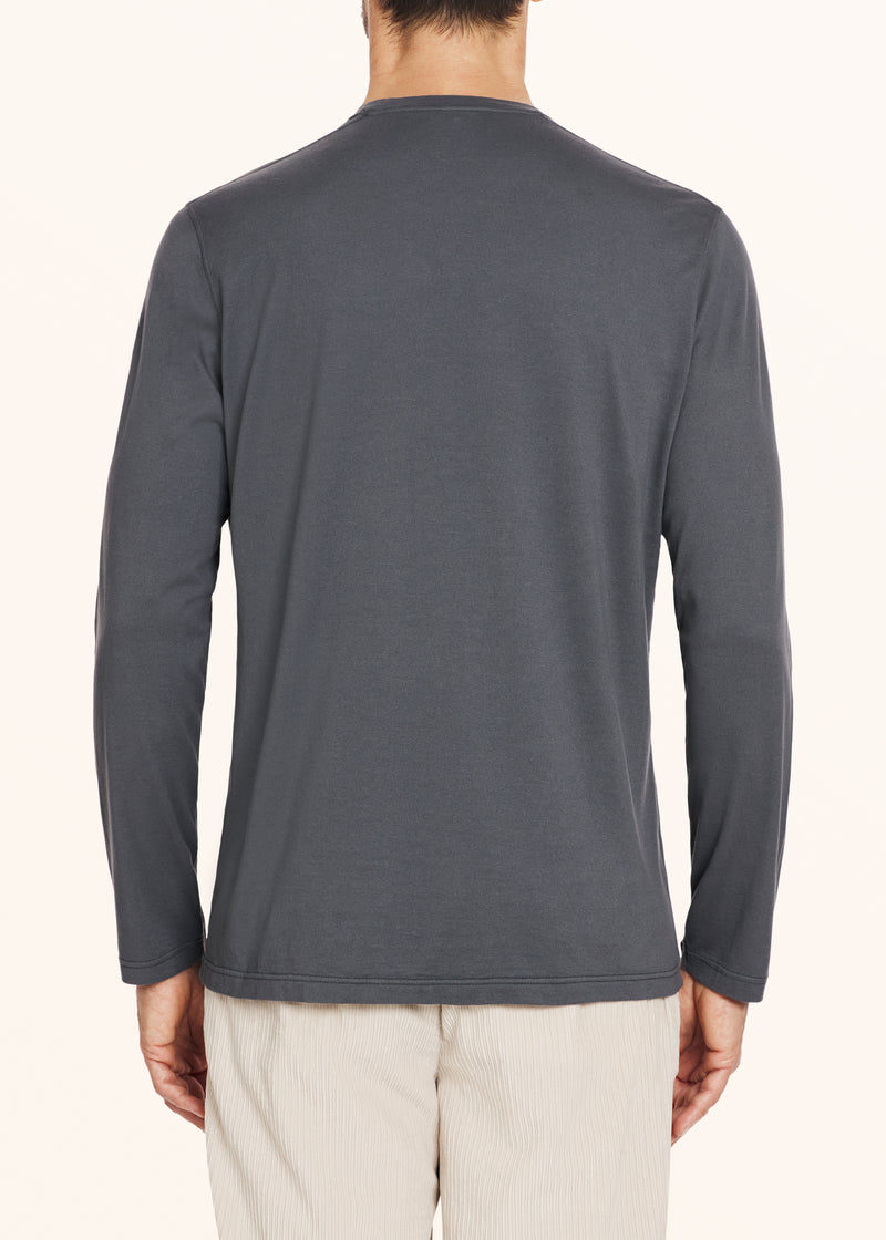 Kiton dark grey t-shirt l/s for man, in cotton 3