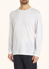 Kiton white t-shirt l/s for man, in cotton 2