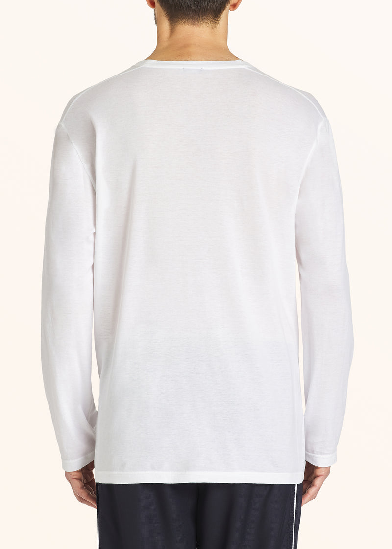 Kiton white t-shirt l/s for man, in cotton 3