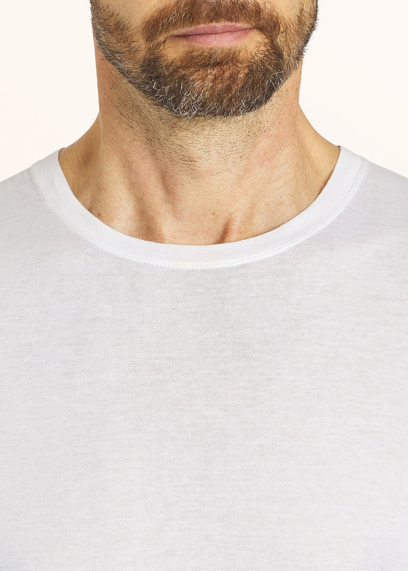 Kiton white t-shirt l/s for man, in cotton 4