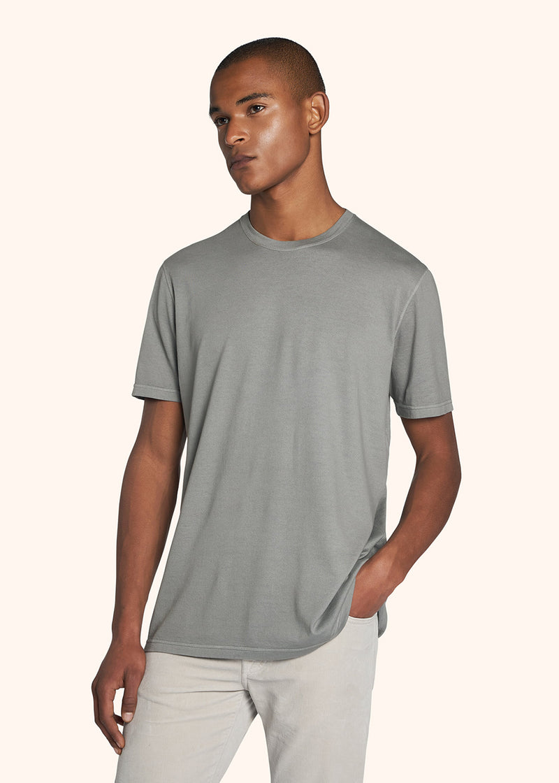 Kiton light grey jersey t-shirt s/s for man, in cotton 2
