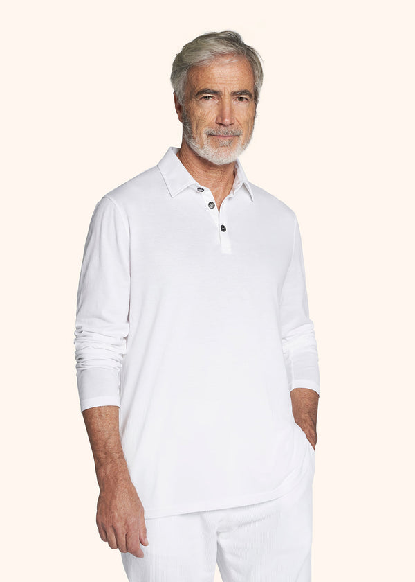 Kiton white poloshirt for man, in cotton 2