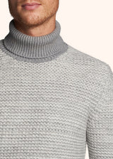 Kiton light grey jersey turtleneck for man, in cashmere 4