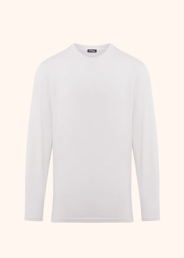 Kiton white t-shirt l/s for man, in cotton