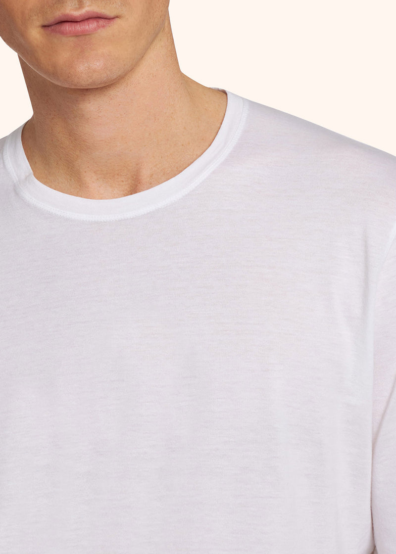 Kiton white t-shirt l/s for man, in cotton 4