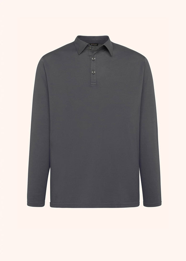 Kiton dark grey jersey polo for man, in cotton