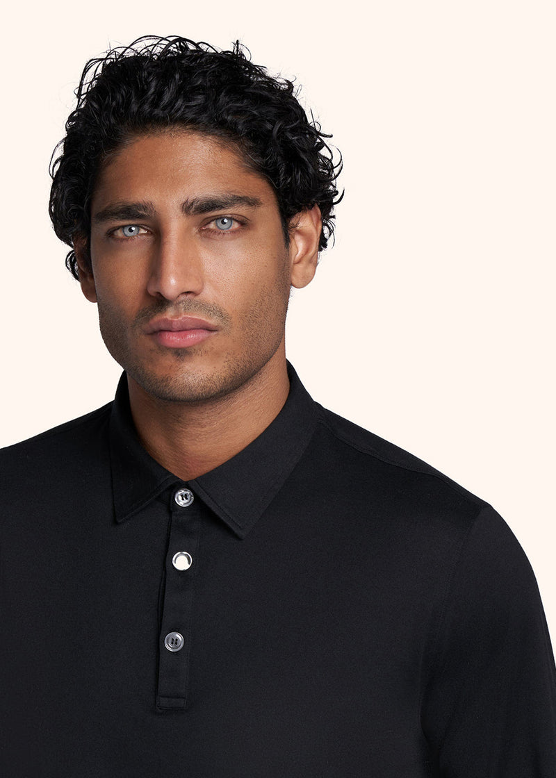 Kiton black jersey polo for man, in cotton 4