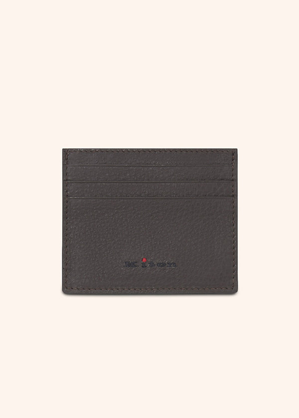 Kiton brown cards holder for man, in calfskin