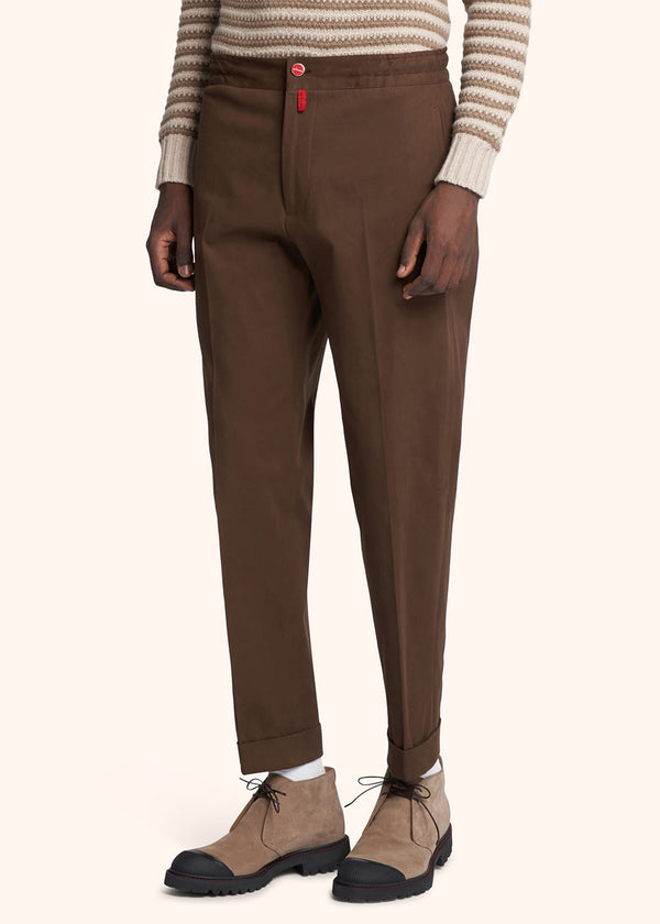 Kiton brown trousers for man, in cotton 2