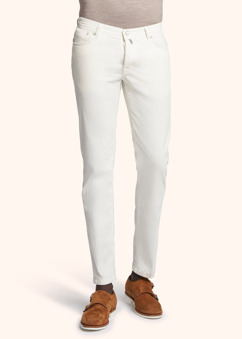Kiton cream trousers for man, in cotton 2