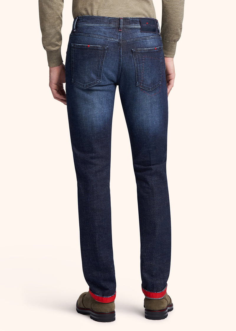 Kiton indigo trousers for man, in cotton 3