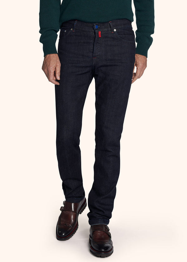 Kiton indigo trousers for man, in cotton 2