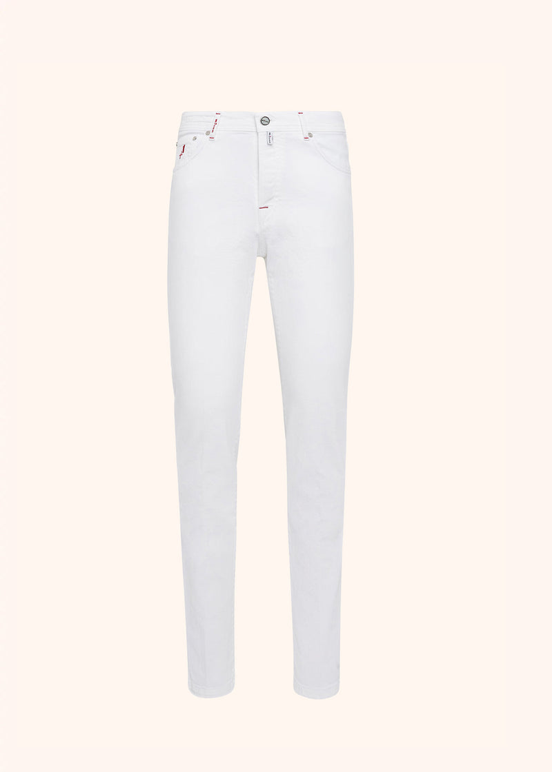 Kiton white trousers for man, in cotton
