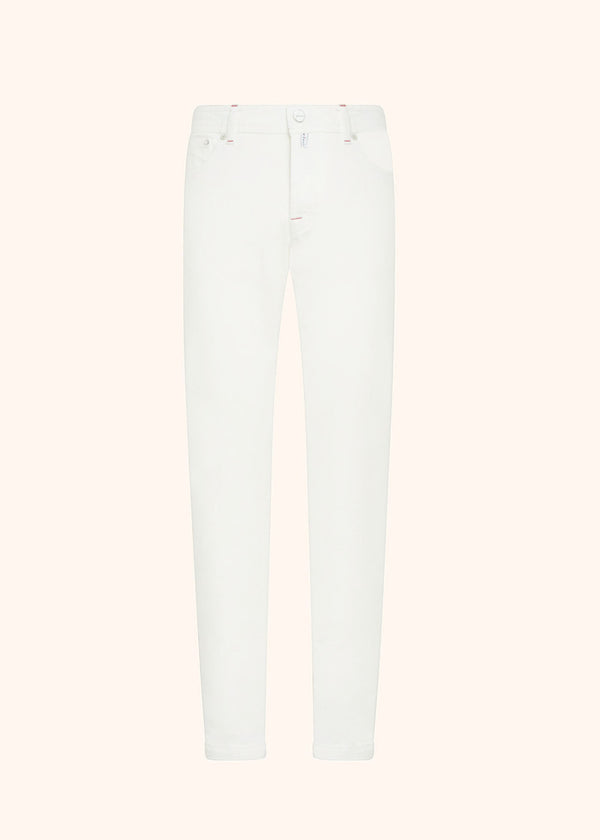 Kiton cream white trousers for man, in cotton 1