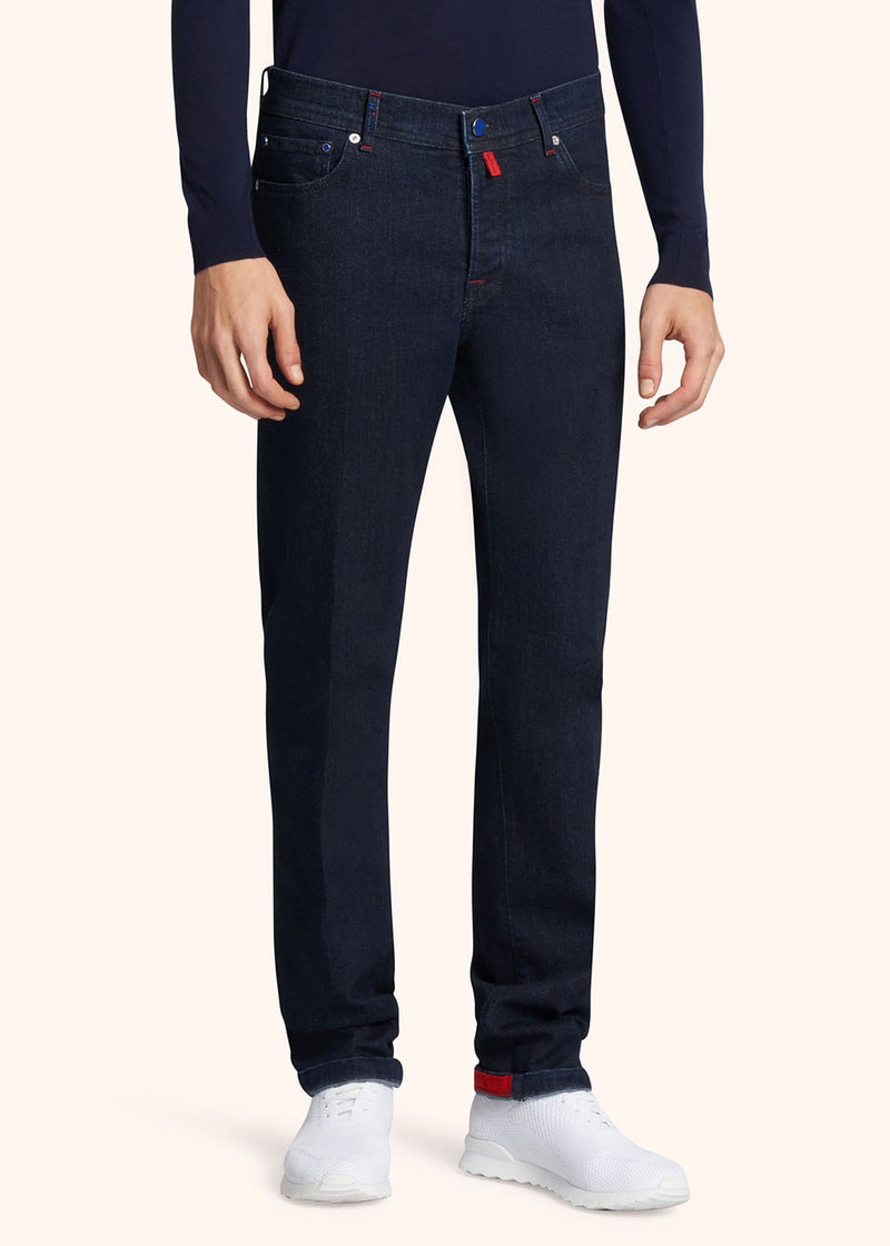 Kiton indigo trousers for man, in cotton 2
