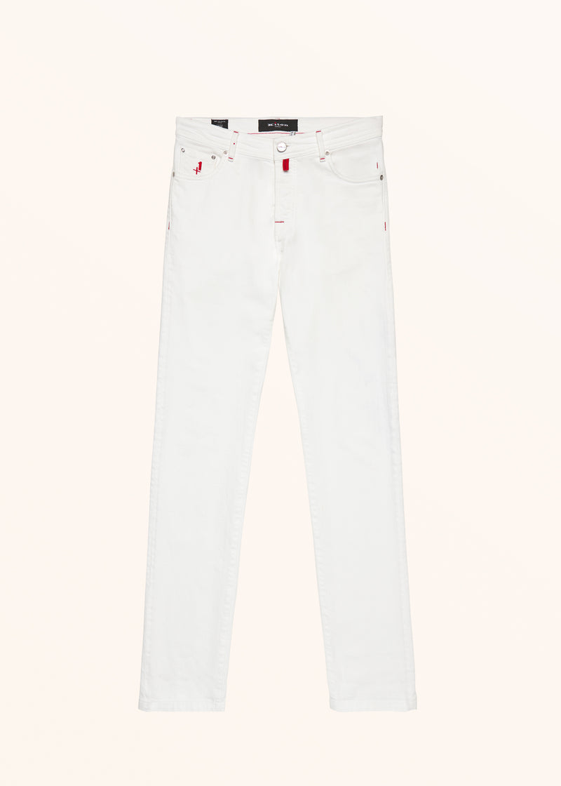 Kiton white trousers for man, in cotton