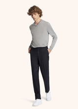 Kiton navy blue trousers for man, in wool 5