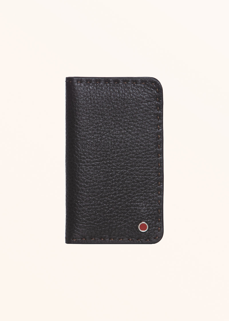 Kiton dark brown wallet for man, in deerskin