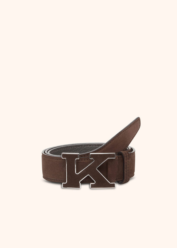 Kiton chestnut belt for man, in calfskin